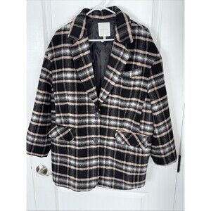 AVEC LES FILLES WOMANS PLAID OVERSIZE COAT SIZE S